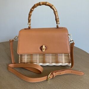 J. McLaughlin Wicker and Leather Handbag
